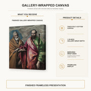 El Greco - Saint Peter and Saint Paul gallery wrap canvas construction and hanging details infographic