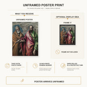 El Greco - Saint Peter and Saint Paul poster print size comparison and framing display infographic