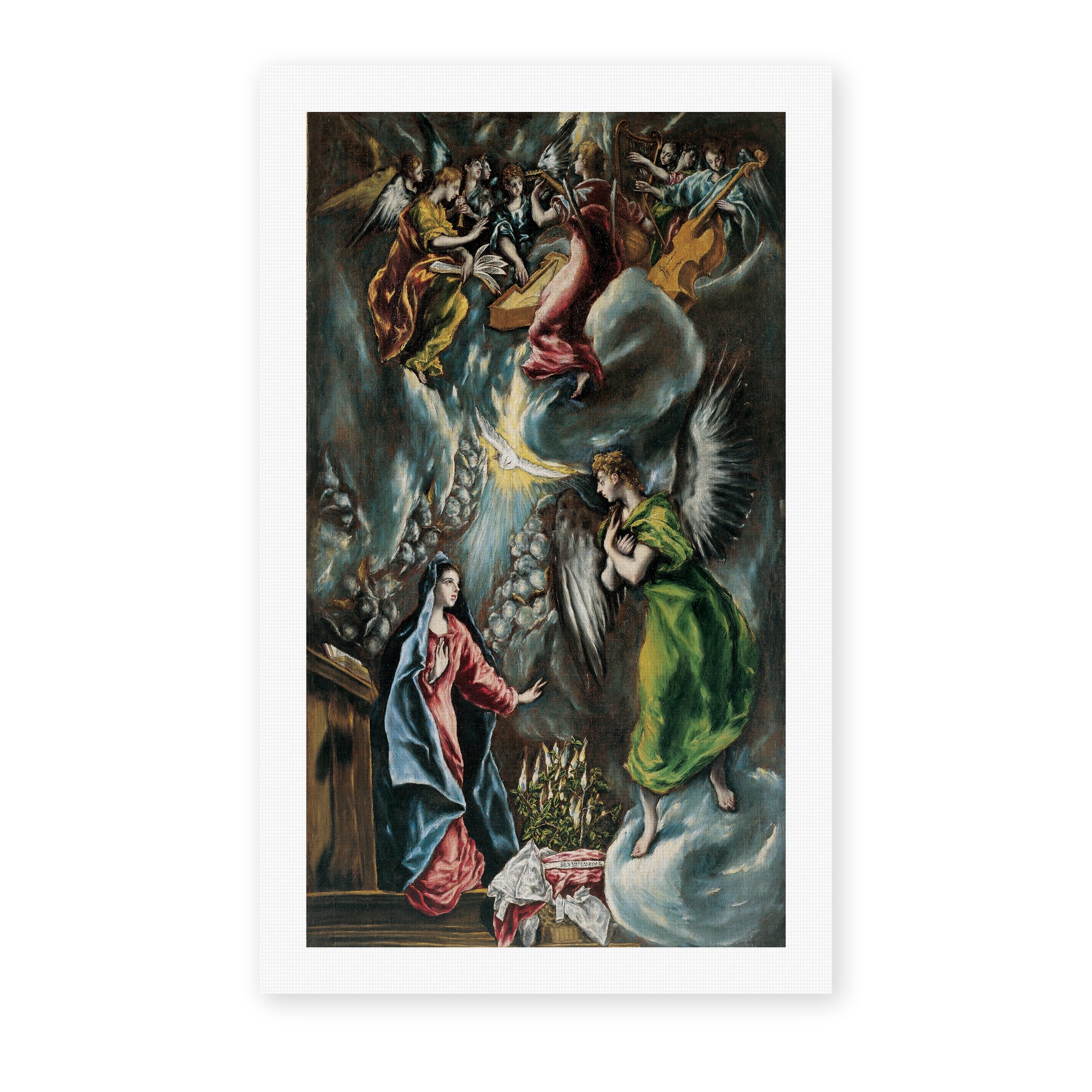 El Greco's 'The Annunciation (Anunciación)' painting reproduced as a rolled canvas print
