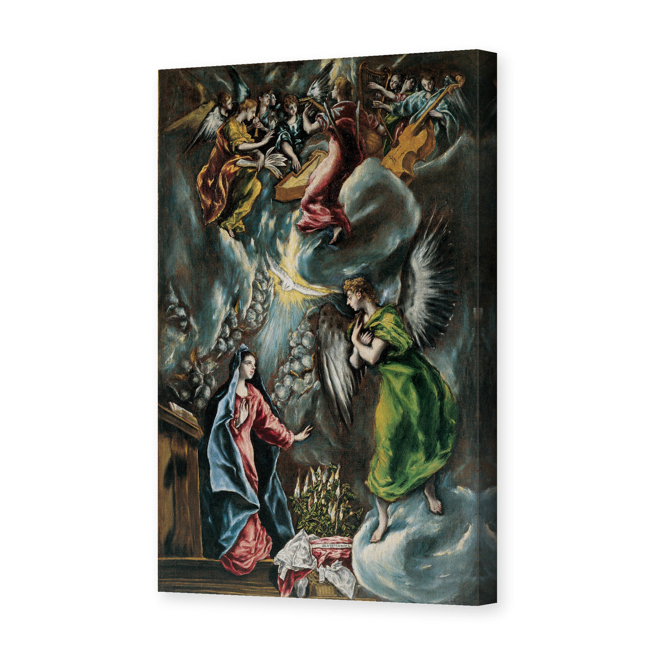 El Greco's 'The Annunciation (Anunciación)' painting reproduced as a gallery-wrapped canvas print