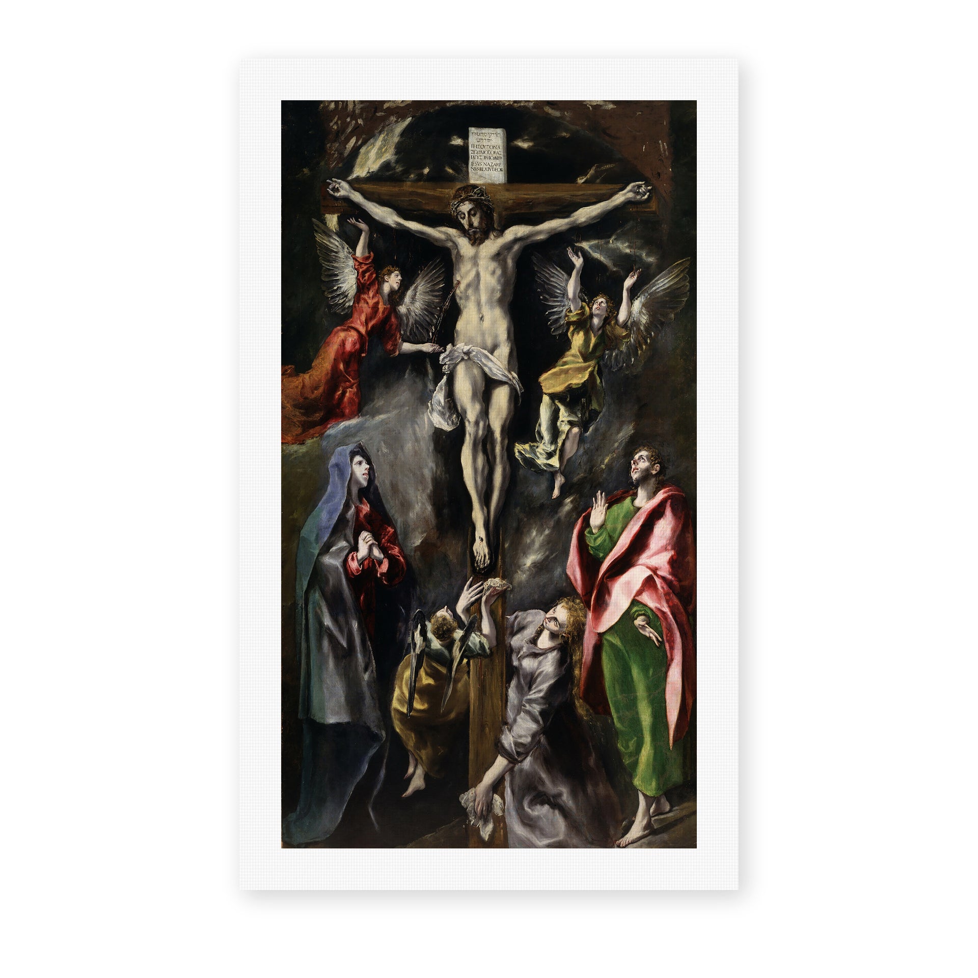 El Greco's 'The Crucifixion' painting reproduced as a rolled canvas print