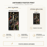 El Greco - The Crucifixion poster print size comparison and framing display infographic