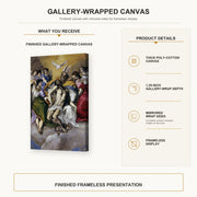El Greco - The Holy Trinity gallery wrap canvas construction and hanging details infographic