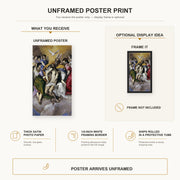 El Greco - The Holy Trinity poster print size comparison and framing display infographic