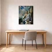 Gallery-wrapped canvas print of El Greco's The Penitent Magdalene displayed on a wall in an office