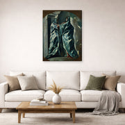 Gallery-wrapped canvas print of El Greco's The Visitation displayed on a wall in a living room