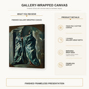 El Greco - The Visitation gallery wrap canvas construction and hanging details infographic