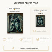 El Greco - The Visitation poster print size comparison and framing display infographic