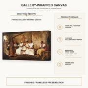 Eyre Crowe - Slaves Waiting for Sale, Richmond, Virginia gallery wrap canvas construction and hanging details infographic