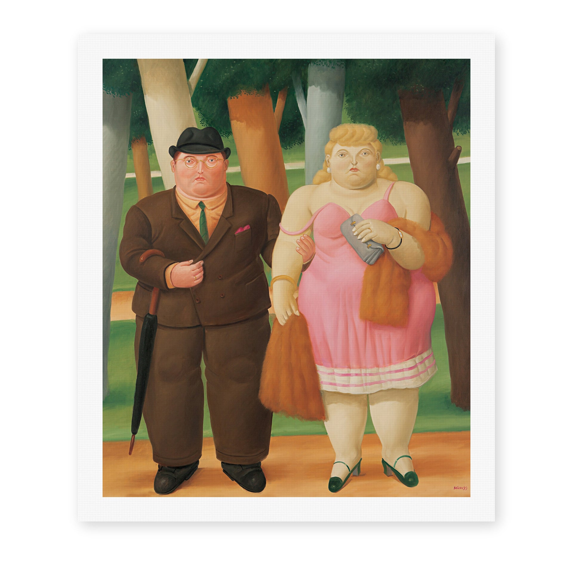 Fernando Botero's 'A Couple' painting reproduced as a rolled canvas print