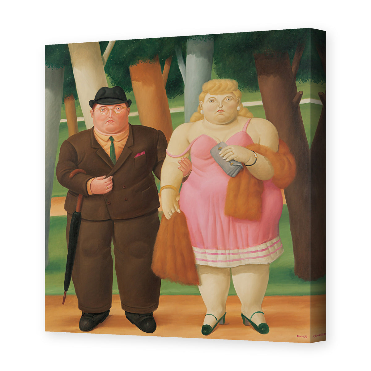 Fernando Botero's 'A Couple' painting reproduced as a gallery-wrapped canvas print