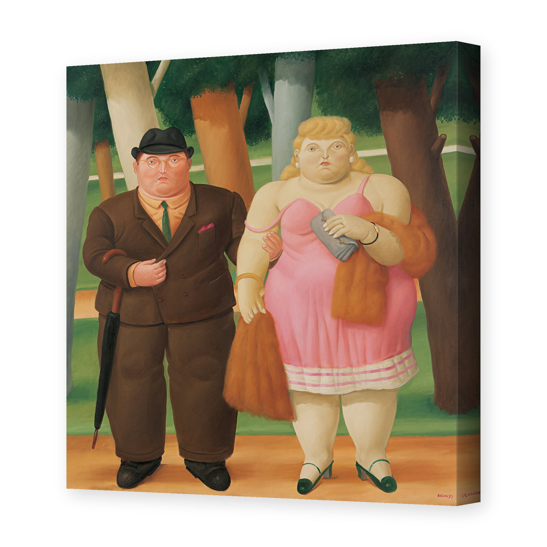 Fernando Botero's 'A Couple' painting reproduced as a gallery-wrapped canvas print