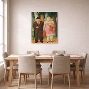 Gallery-wrapped canvas print of Fernando Botero's A Couple displayed on a wall in a dining room