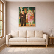 Gallery-wrapped canvas print of Fernando Botero's A Couple displayed on a wall in a living room