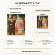 Fernando Botero - A Couple poster print size comparison and framing display infographic