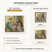 Fernando Botero - Family canvas print size comparison and framing display infographic