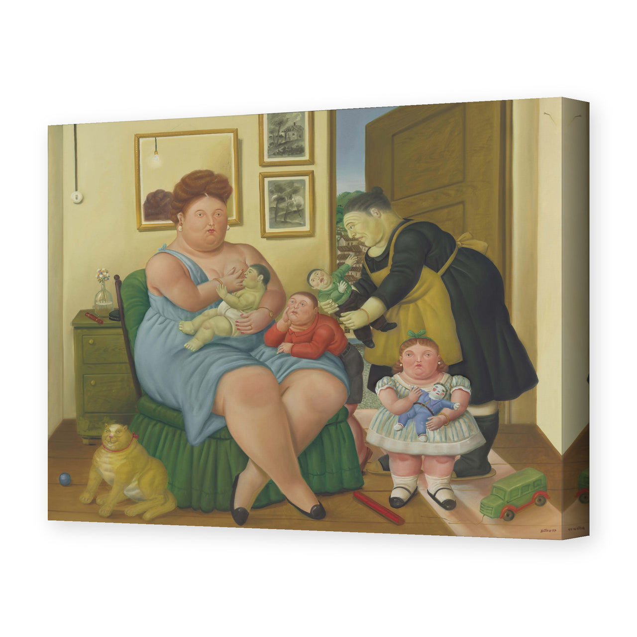 Fernando Botero's 'Family' painting reproduced as a gallery-wrapped canvas print