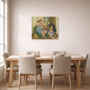 Gallery-wrapped canvas print of Fernando Botero's Family displayed on a wall in a dining room