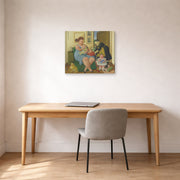 Gallery-wrapped canvas print of Fernando Botero's Family displayed on a wall in a home office