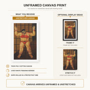 Fernando Botero - Abu Ghraib canvas print size comparison and framing display infographic