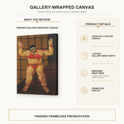 Fernando Botero - Abu Ghraib gallery wrap canvas construction and hanging details infographic