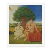 Fernando Botero's 'Adam and Eve' painting reproduced as a rolled canvas print