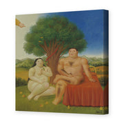 Fernando Botero's 'Adam and Eve' painting reproduced as a gallery-wrapped canvas print