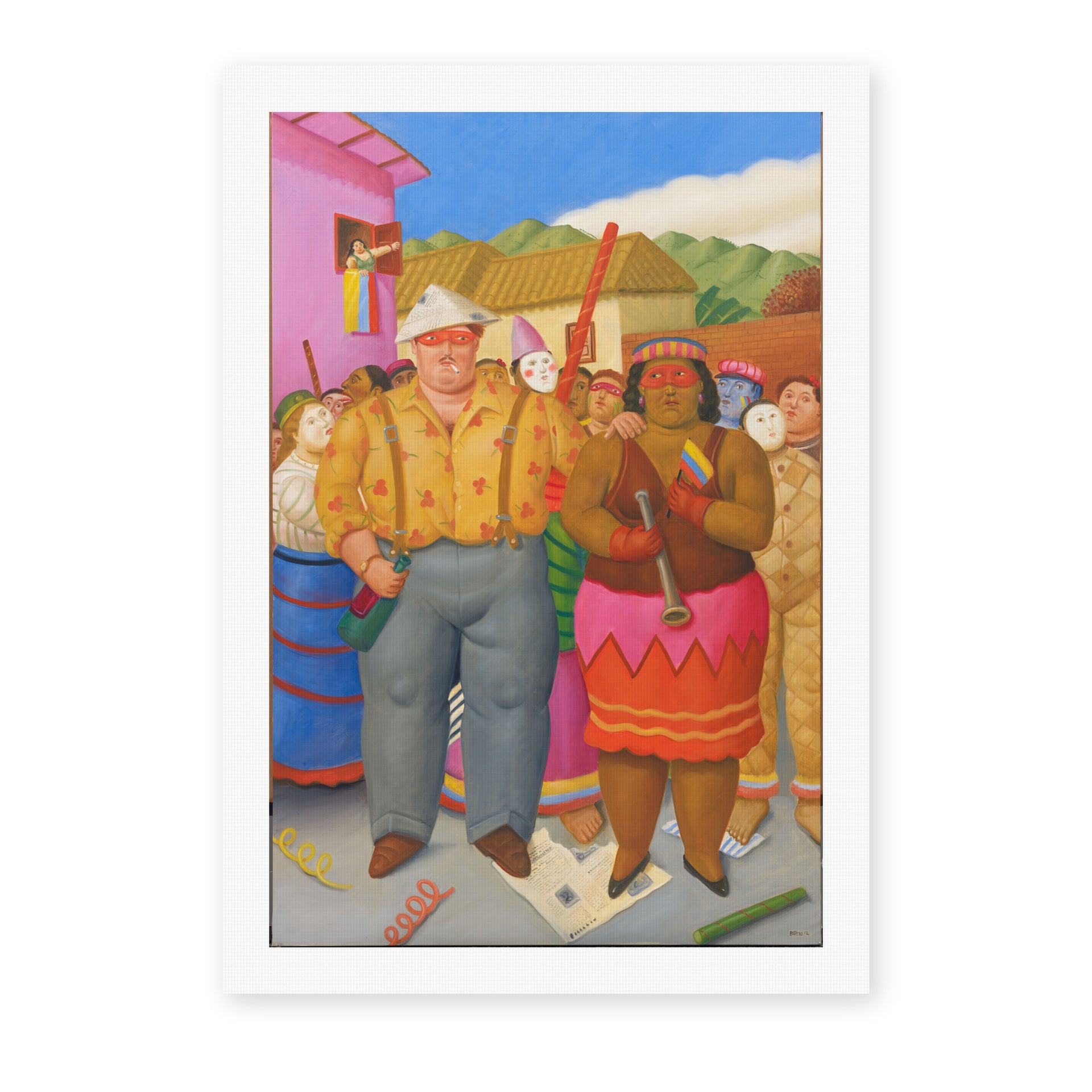 Fernando Botero's 'At the Grande Dame' painting reproduced as a rolled canvas print