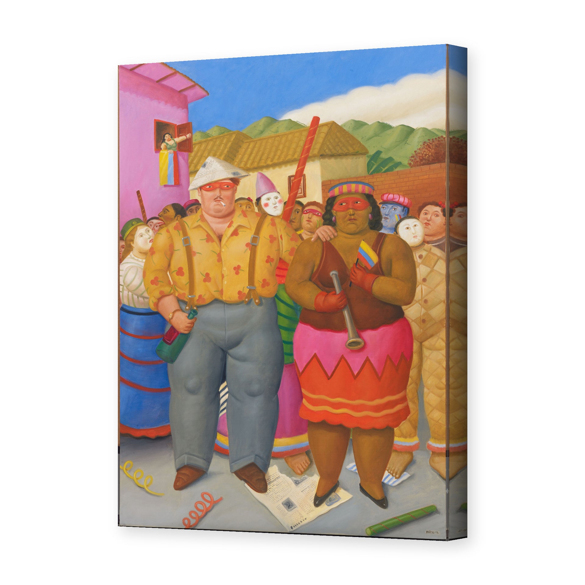 Fernando Botero's 'At the Grande Dame' painting reproduced as a gallery-wrapped canvas print