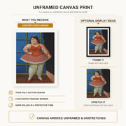 Fernando Botero - Ballerina canvas print size comparison and framing display infographic