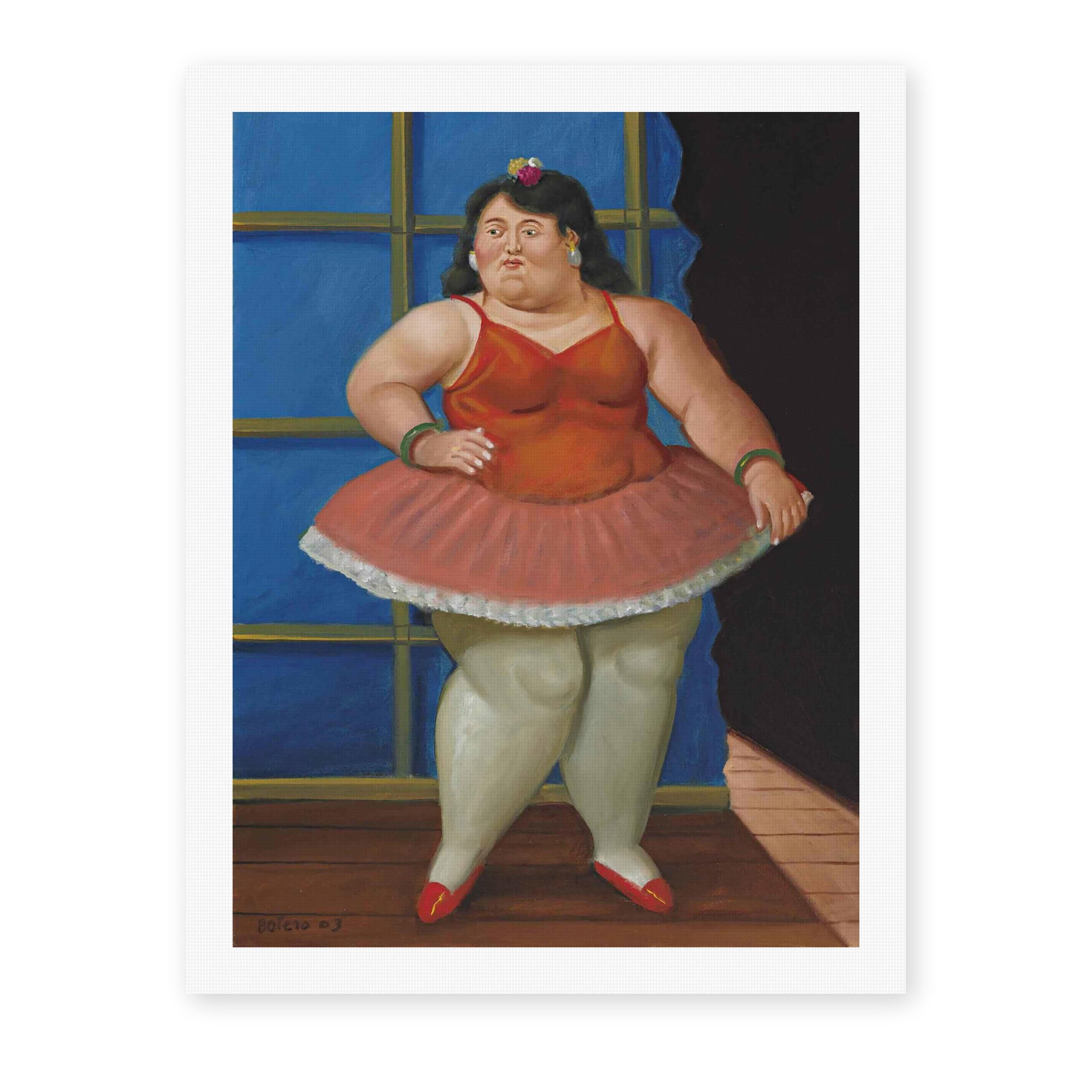 Fernando Botero's 'Ballerina' painting reproduced as a rolled canvas print