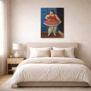 Gallery-wrapped canvas print of Fernando Botero's Ballerina displayed on a wall in a bedroom