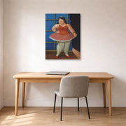 Gallery-wrapped canvas print of Fernando Botero's Ballerina displayed on a wall in a home office