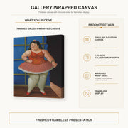 Fernando Botero - Ballerina gallery wrap canvas construction and hanging details infographic