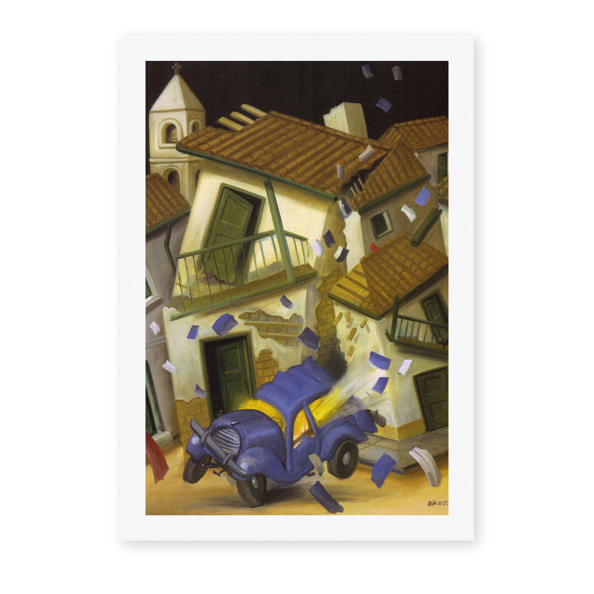 Fernando Botero's 'Car Bomb' painting reproduced as a rolled canvas print