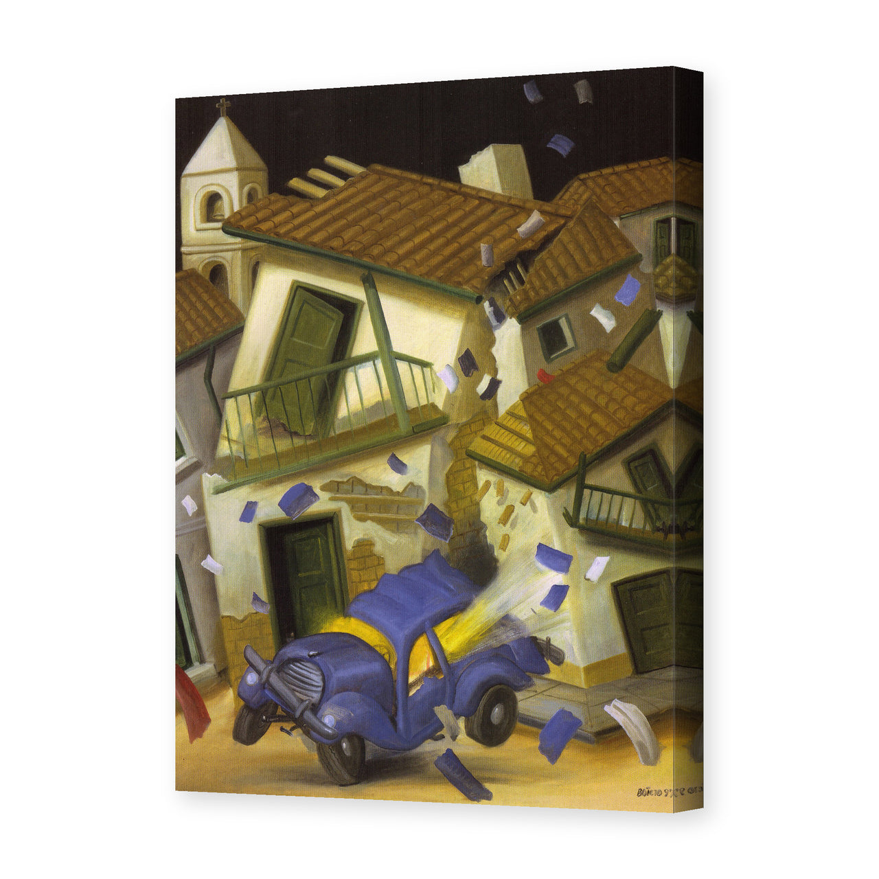 Fernando Botero's 'Car Bomb' painting reproduced as a gallery-wrapped canvas print