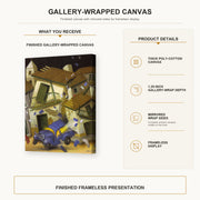 Fernando Botero - Car Bomb gallery wrap canvas construction and hanging details infographic