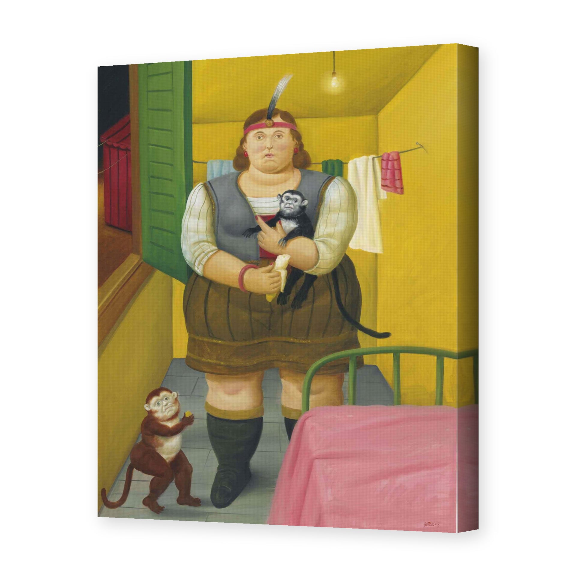 Fernando Botero's 'Circus Girl in Her Trailer' painting reproduced as a gallery-wrapped canvas print