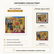 Fernando Botero - Circus People canvas print size comparison and framing display infographic