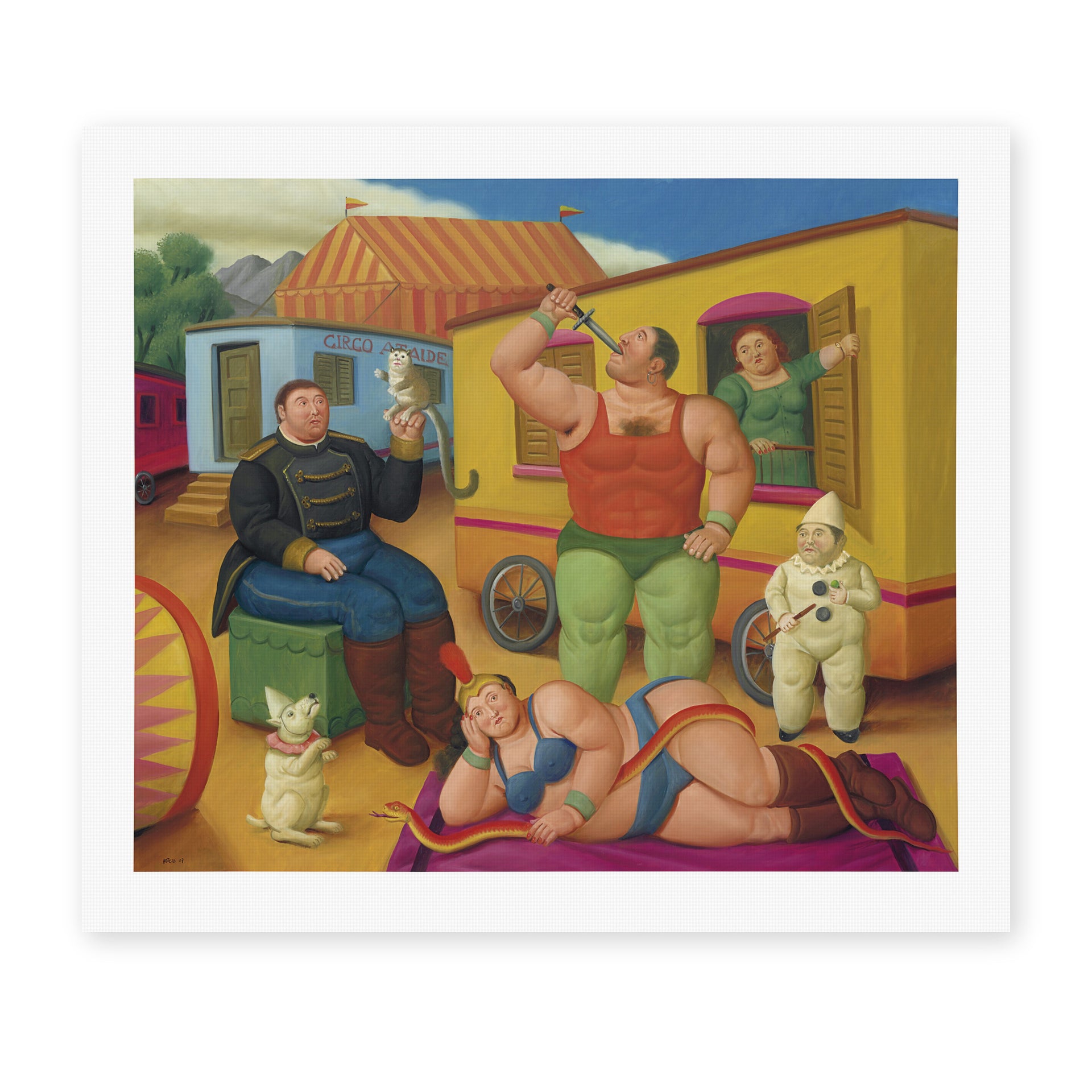 Fernando Botero's 'Circus People' painting reproduced as a rolled canvas print