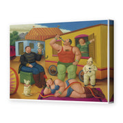 Fernando Botero's 'Circus People' painting reproduced as a gallery-wrapped canvas print
