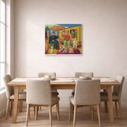 Gallery-wrapped canvas print of Fernando Botero's Circus People displayed on a wall in a dining room
