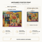 Fernando Botero - Circus People poster print size comparison and framing display infographic