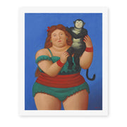 Fernando Botero's 'Circus Performer with Monkey' painting reproduced as a rolled canvas print