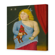 Fernando Botero's 'Circus Woman with Dog' painting reproduced as a gallery-wrapped canvas print