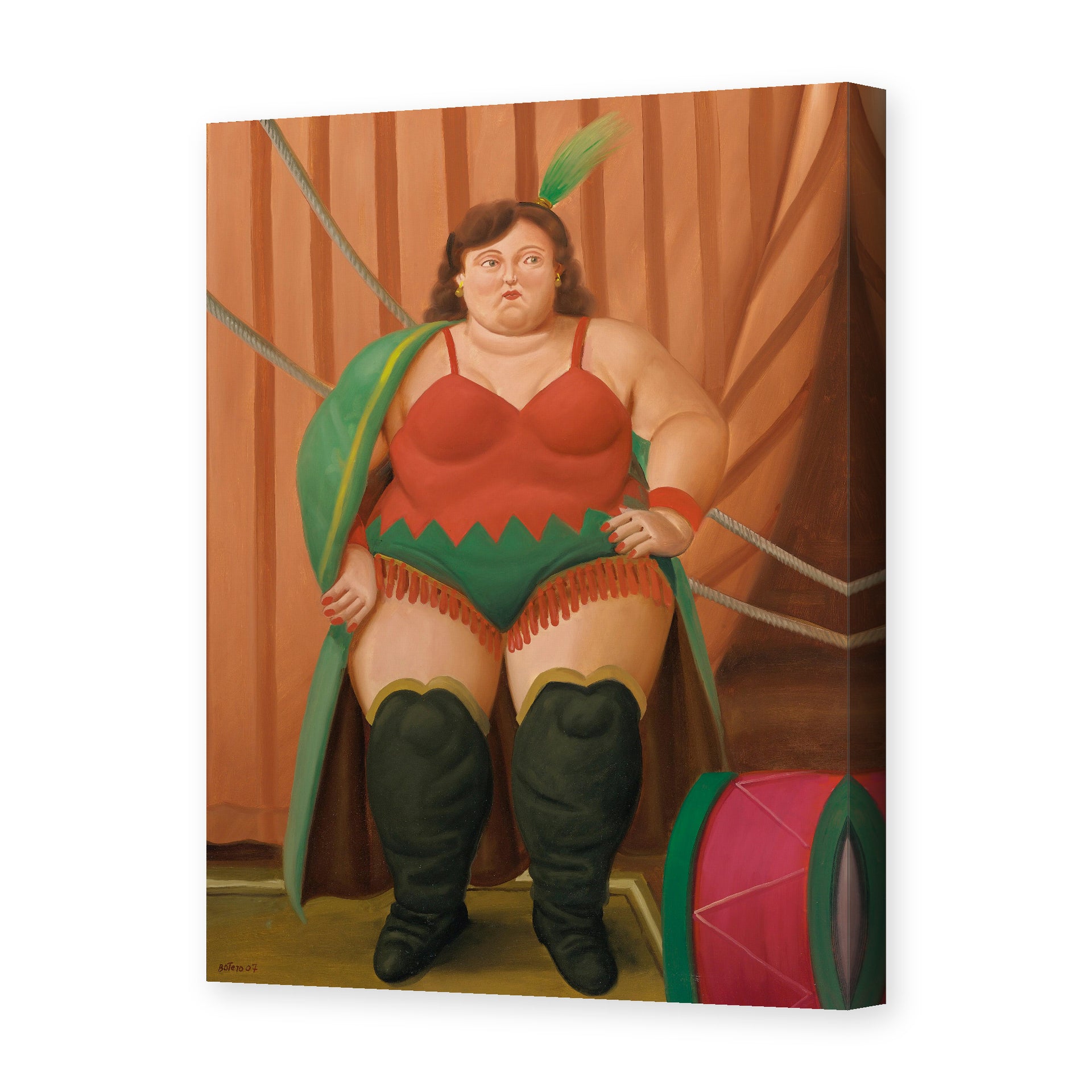 Fernando Botero's 'Circus Woman' painting reproduced as a gallery-wrapped canvas print