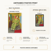 Fernando Botero - Clown in His Trailer poster print size comparison and framing display infographic