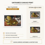 Fernando Botero - Composición Con Copa Y Piña canvas print size comparison and framing display infographic
