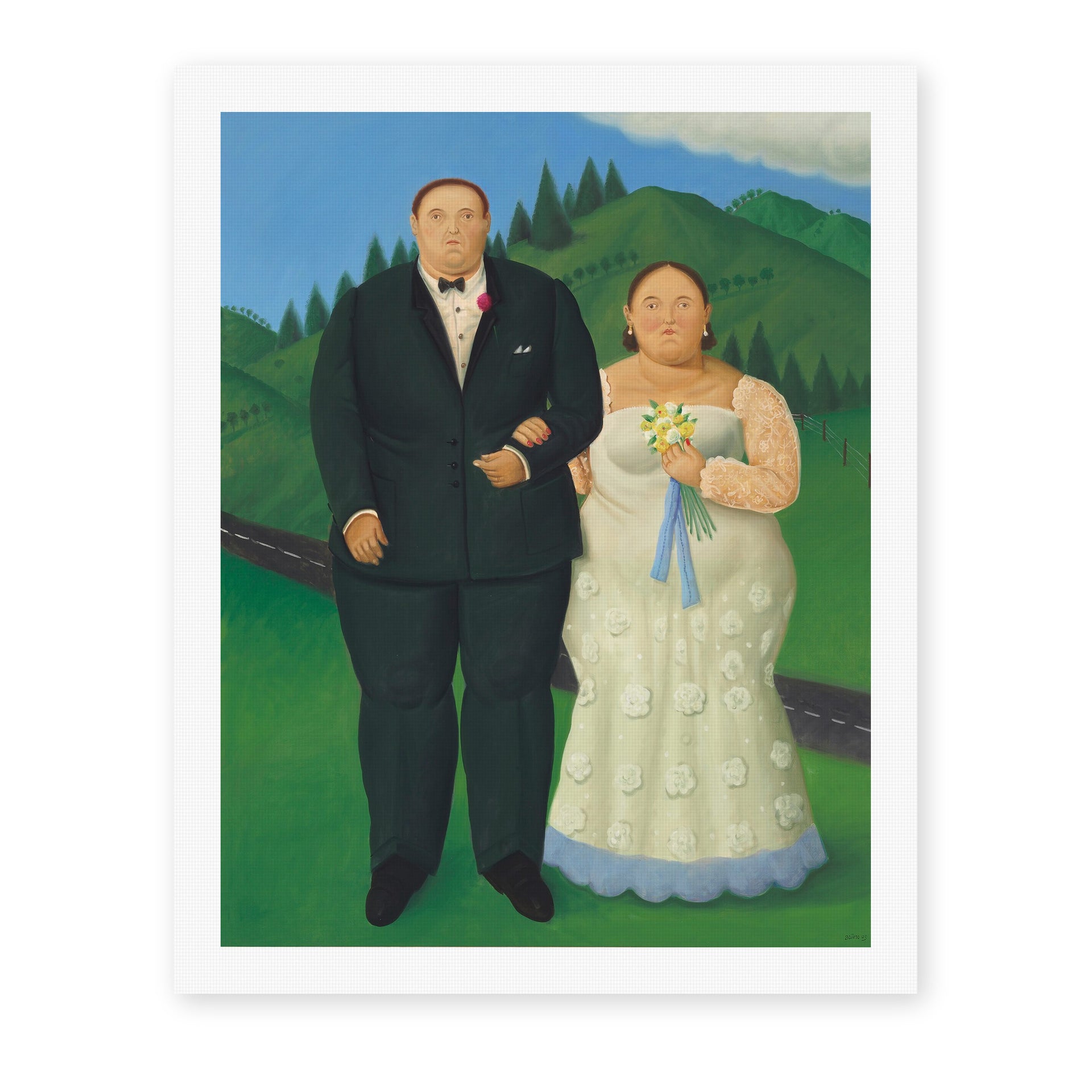 Fernando Botero's 'Country Wedding' painting reproduced as a rolled canvas print