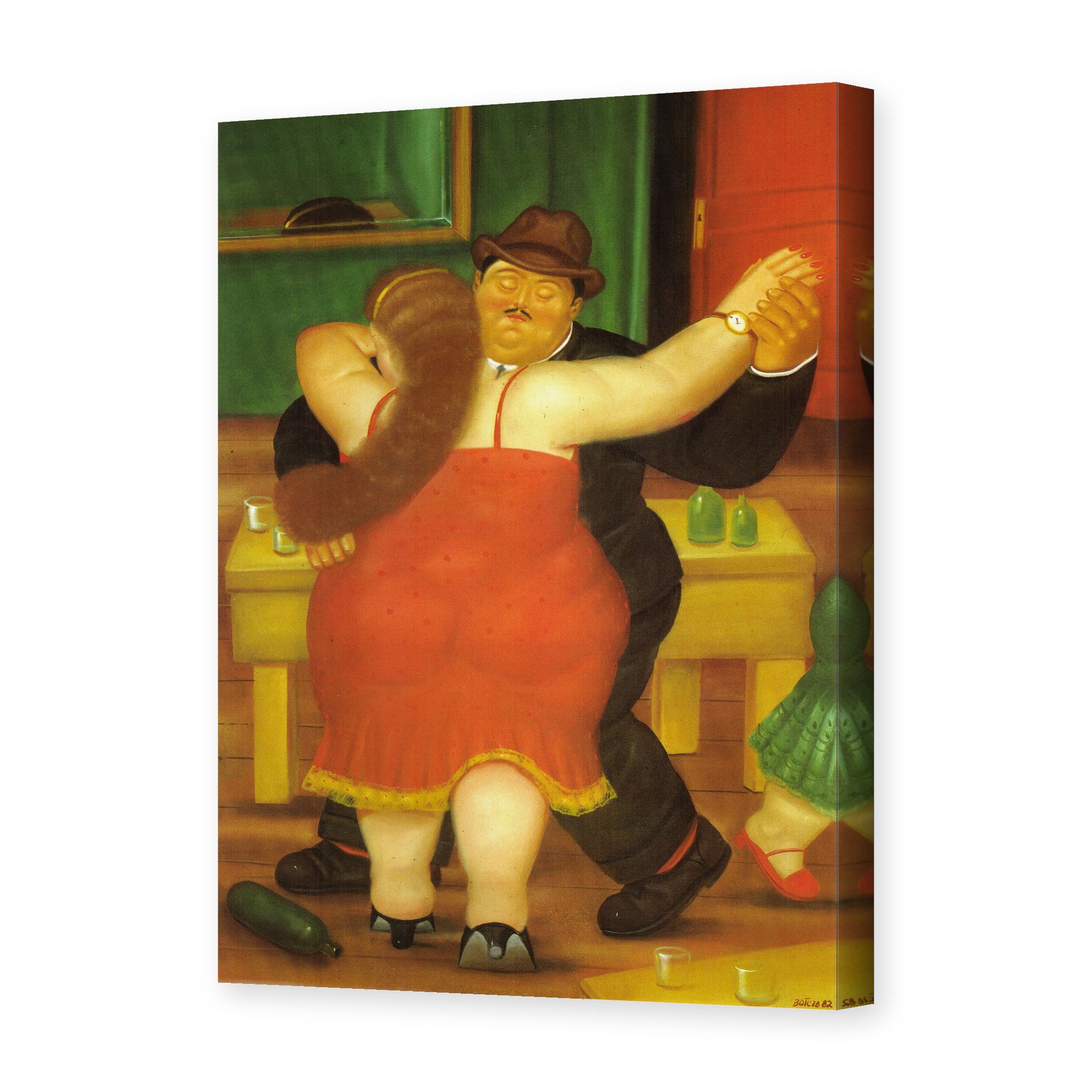 Fernando Botero's 'Couple Dancing' painting reproduced as a gallery-wrapped canvas print